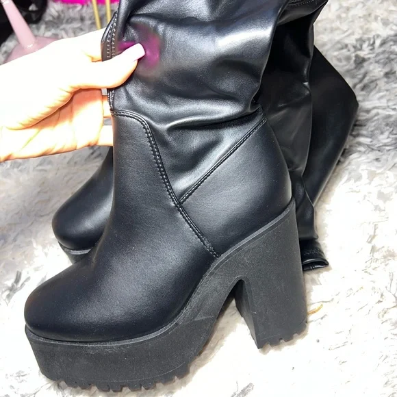Fashion Nova Over The Knew Stylish Black Women's Boots